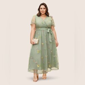 BloomChic Sage Green Floral Midi Dress